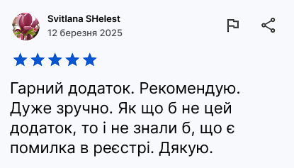 Відгук користувача про зручність перегляду даних